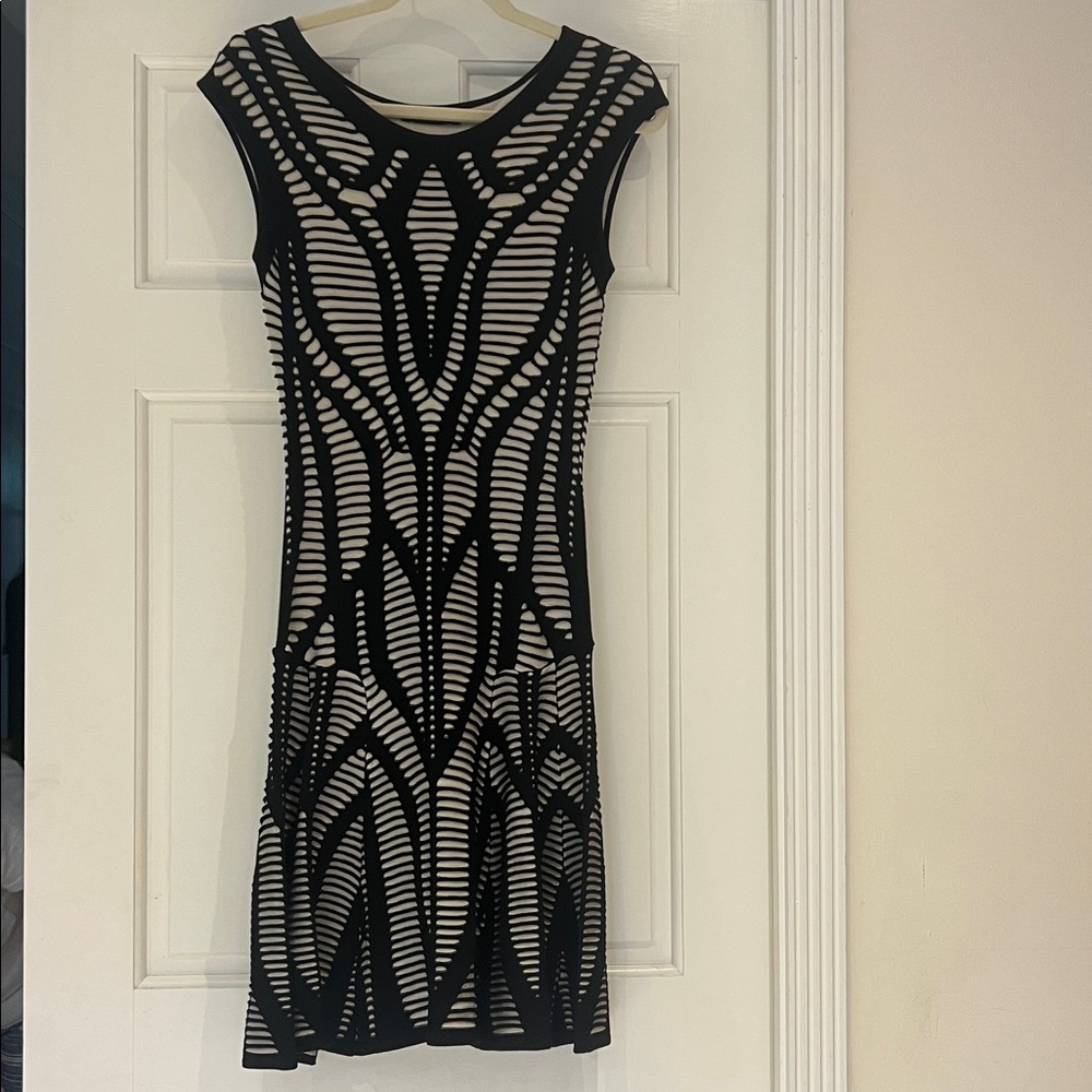 RVN Black and White Midi Dress